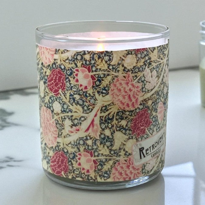 English Roses - Arts & Crafts Era Retro Design Scented Candle Coconut Apricot Wax Eco-Luxe