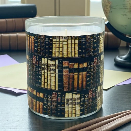 Bookworm- Retro Design Scented Candle Coconut Apricot Wax Eco-Luxe