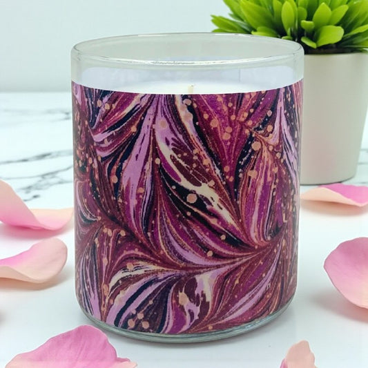 Hibiscus Waves- Modern Abstract Era Retro Design Scented Candle Coconut Apricot Wax Eco-Luxe