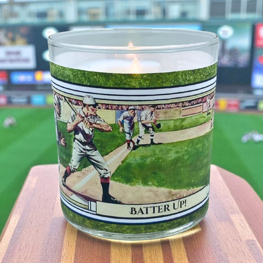 Batter Up! - 1900's Advertising Artwork Retro Design Scented Candle Coconut Apricot Wax Eco-Luxe
