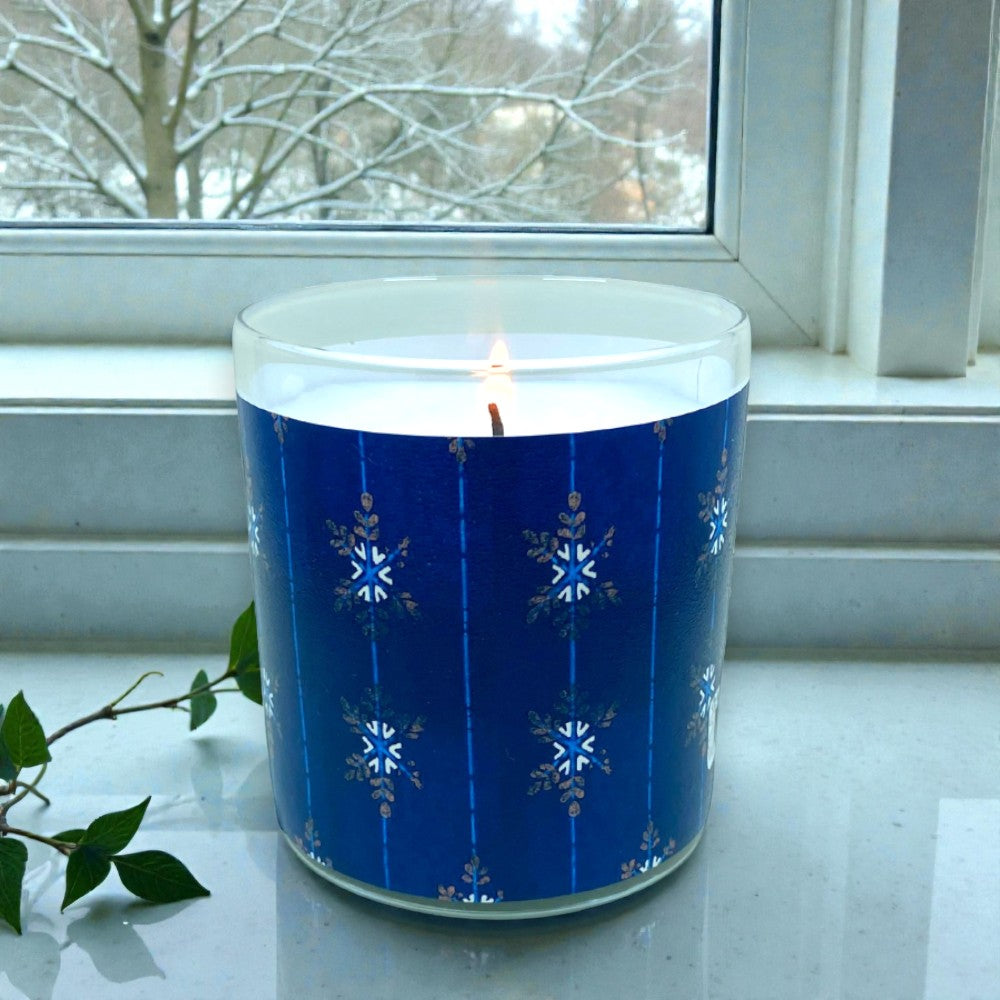 Winter Snowfall - Eco-Luxe Scented Candle | Coconut Apricot Wax | Vintage Japanese Woodblock Print Artwork Retro Design