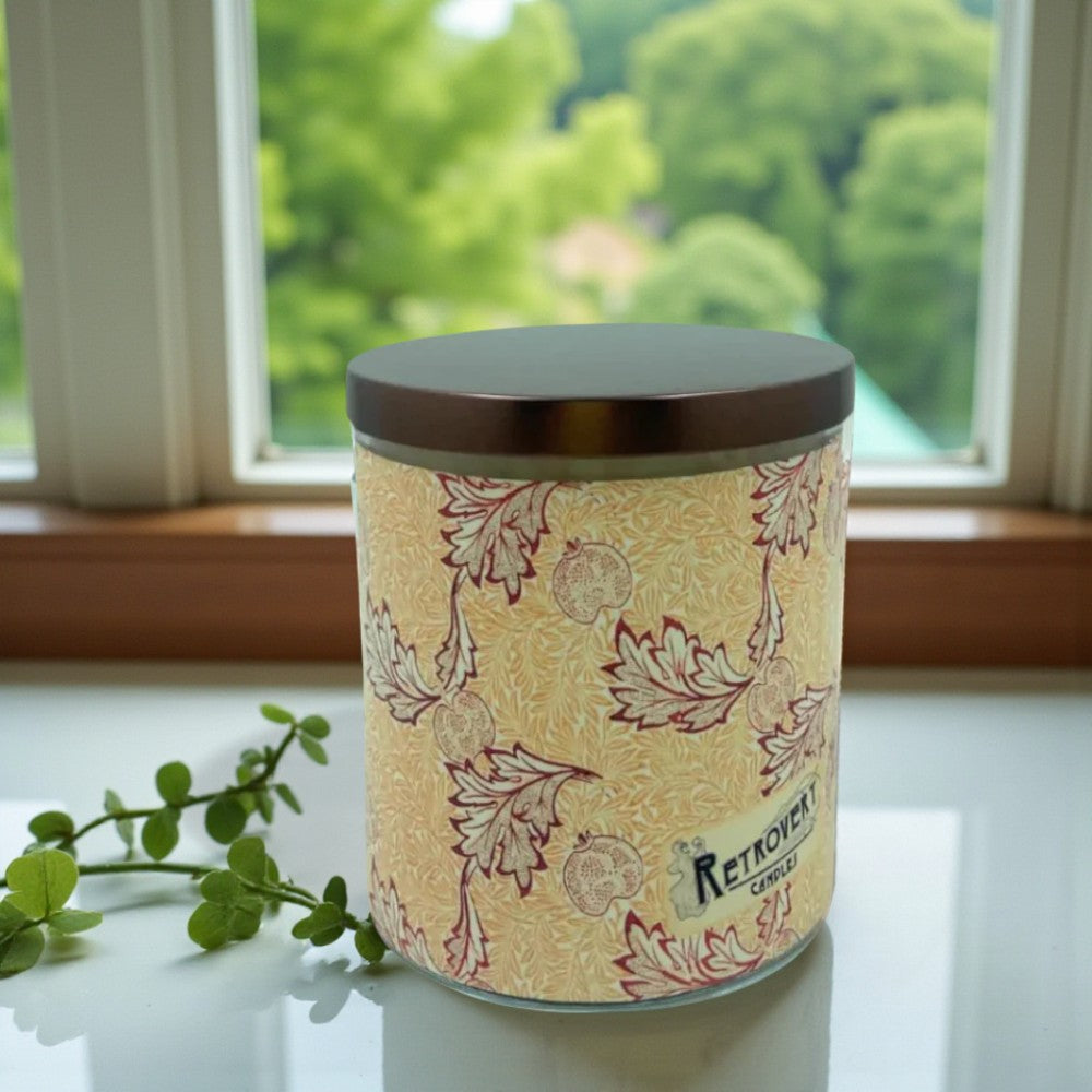 Autumn & Apples – Eco-Luxe Scented Candle | Coconut Apricot Wax | Vintage Arts & Crafts Artwork Retro Design