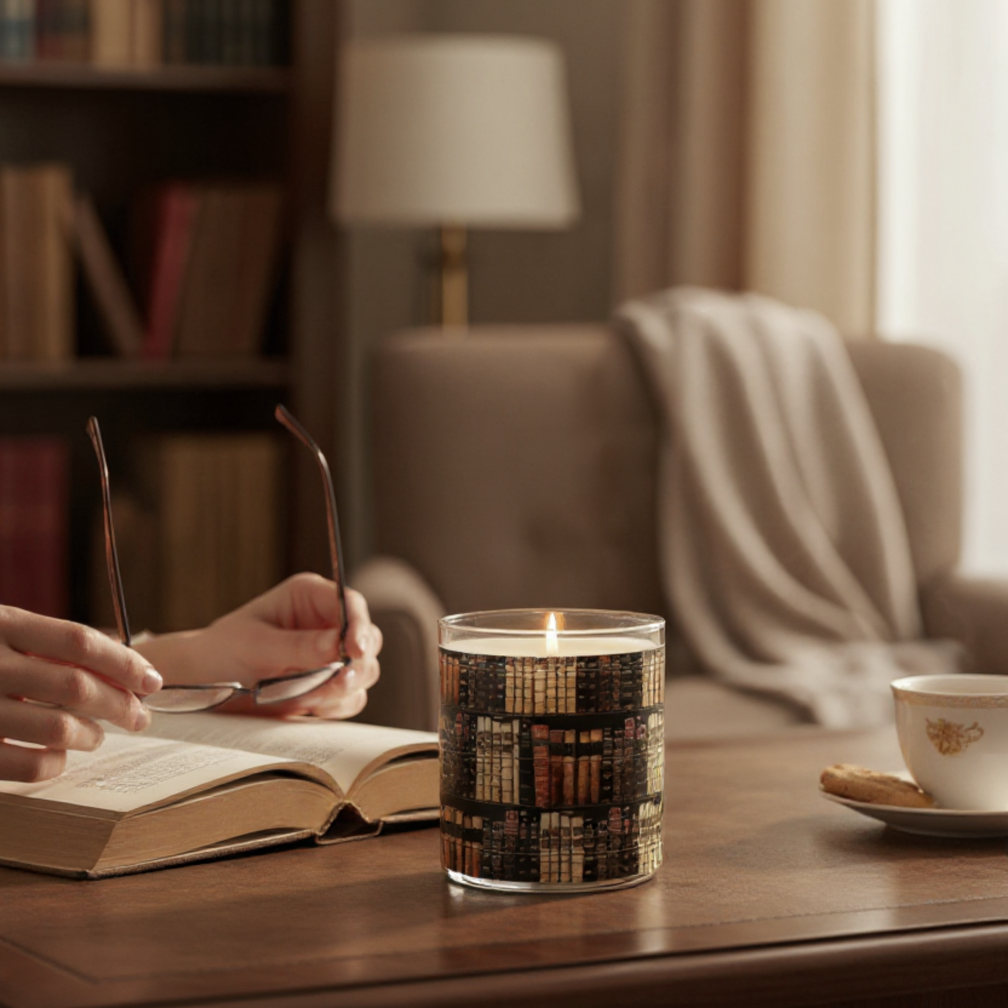 Bookworm– Eco-Luxe Scented Candle | Coconut Apricot Wax | Vintage Photography Artwork Retro Design