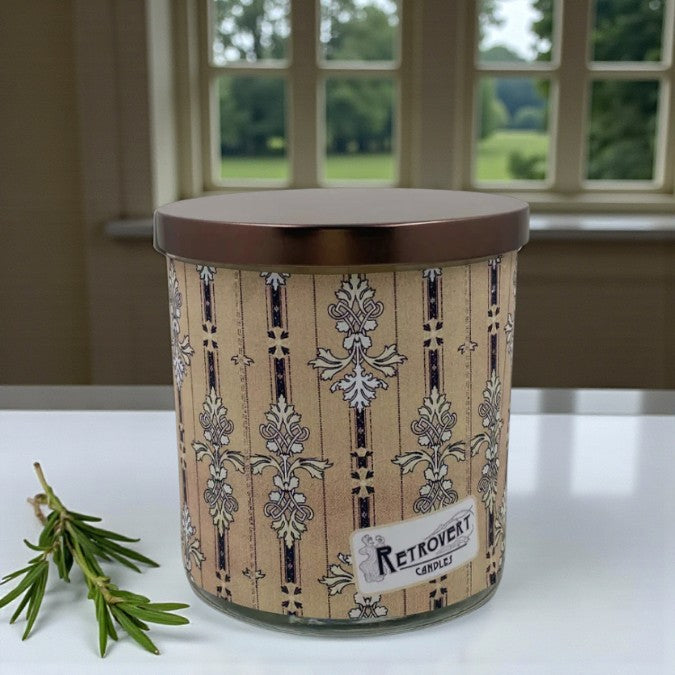 Heritage Pinstripe – Eco-Luxe Scented Candle | Coconut Apricot Wax | Vintage Artwork Retro Design