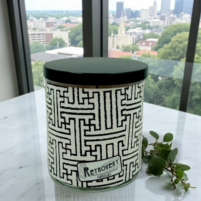 Labrinyth – Eco-Luxe Scented Candle | Coconut Apricot Wax | Vintage Artwork Retro Design