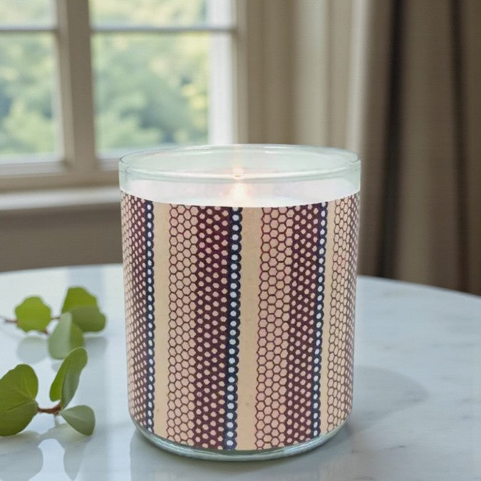 Laced Pearl – Eco-Luxe Scented Candle | Coconut Apricot Wax | Vintage Textile Artwork Retro Design