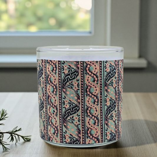 Lattice & Lace – Eco-Luxe Scented Candle | Coconut Apricot Wax | Art Deco Art Nouveau Vintage Textile Artwork Retro Design