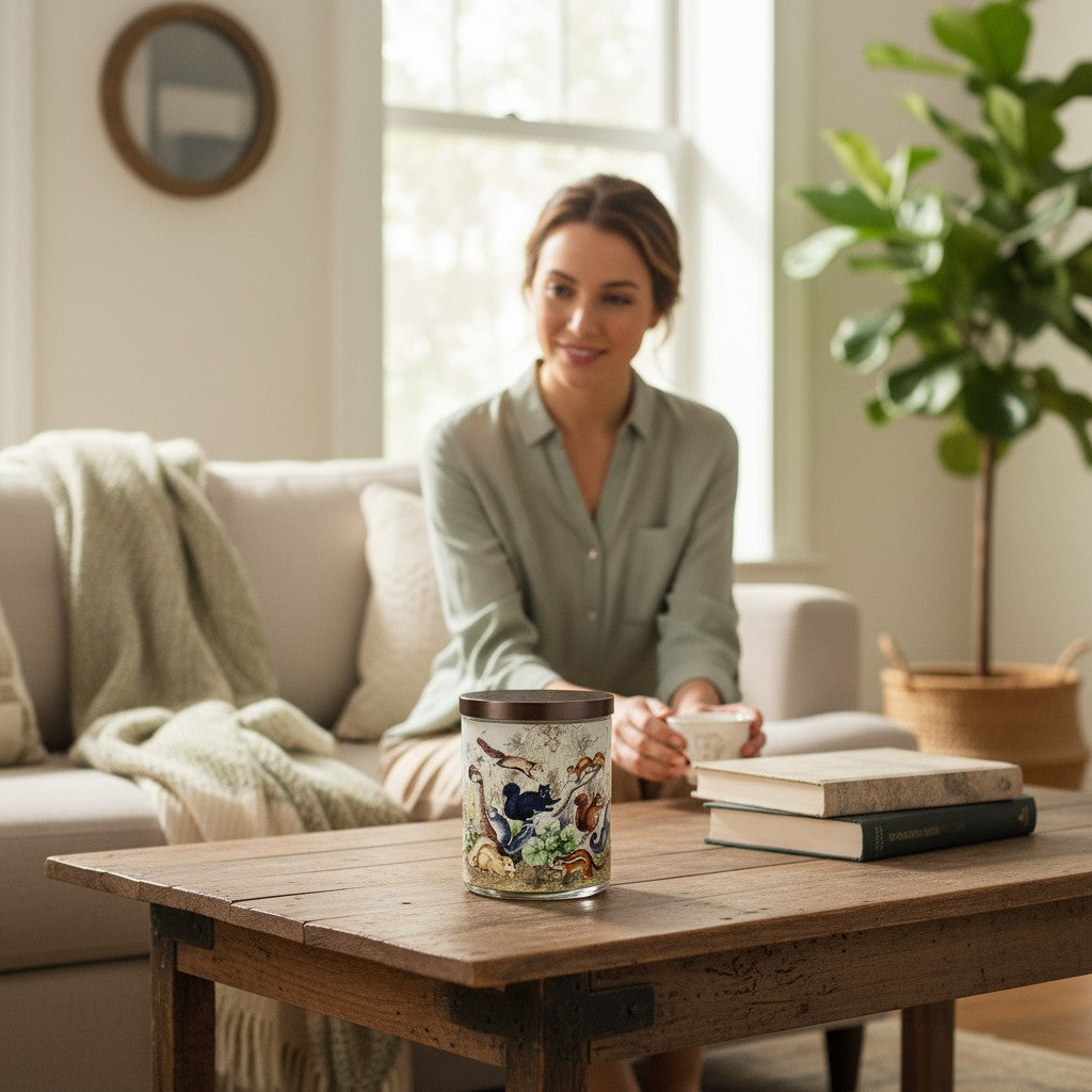 Squirrel Buddies – Eco-Luxe Scented Candle | Coconut Apricot Wax | Vintage Artwork Retro Design