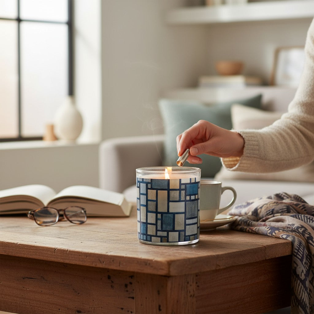 Composition – Eco-Luxe Scented Candle | Coconut Apricot Wax | Vintage Modern Abstract Artwork Retro Design