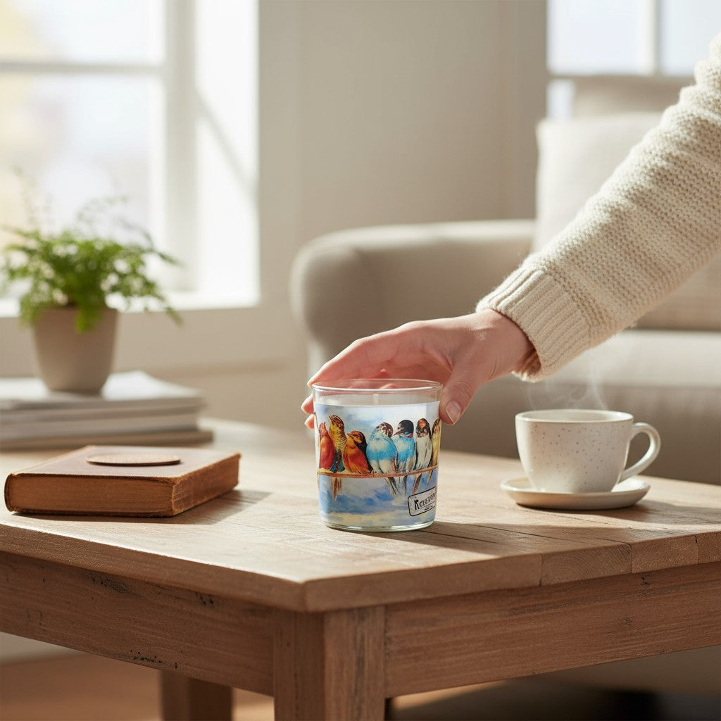 Feathered Friends – Eco-Luxe Scented Candle | Coconut Apricot Wax | Vintage Artwork Retro Design