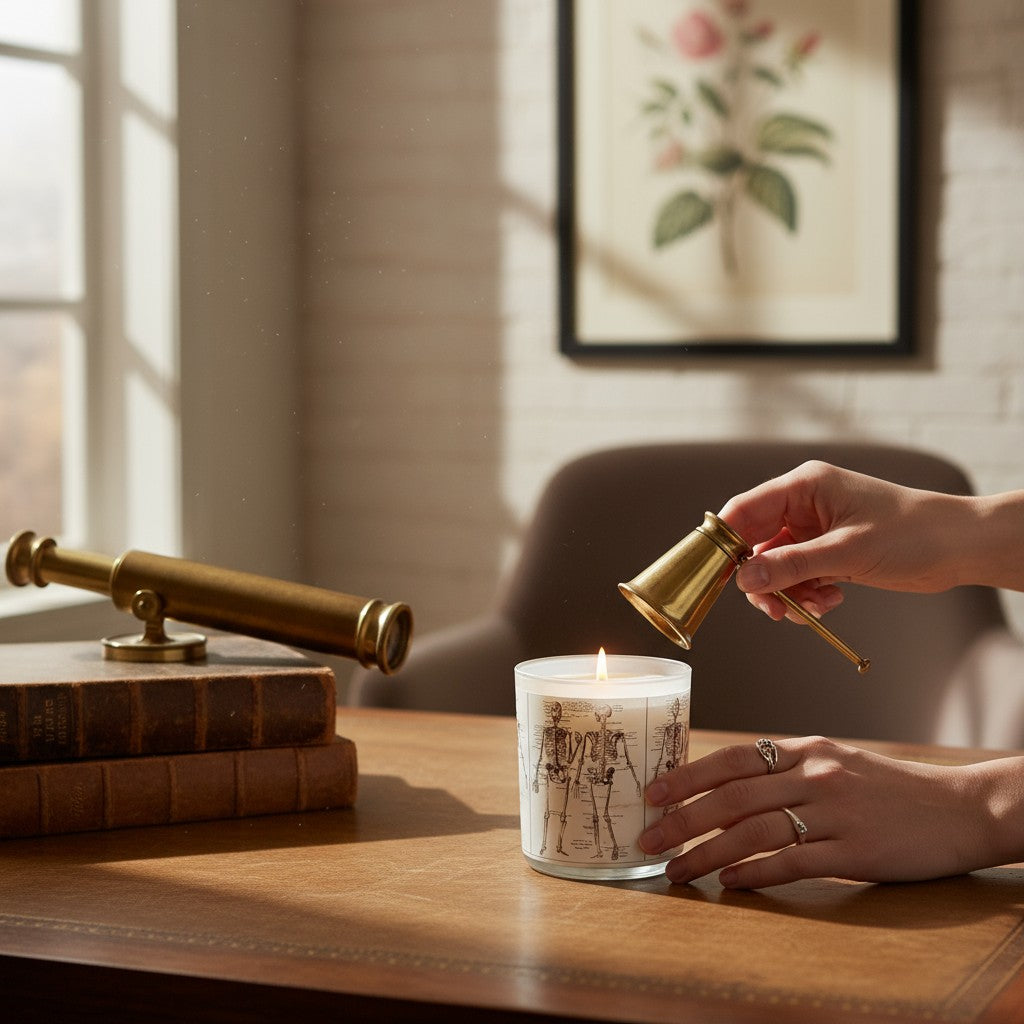 Bonefire – Eco-Luxe Scented Candle | Coconut Apricot Wax | Vintage Anatomical Halloween Artwork Retro Design