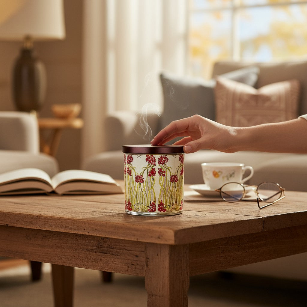 Alice – Eco-Luxe Scented Candle | Coconut Apricot Wax | Vintage Arts & Crafts Artwork Retro Design