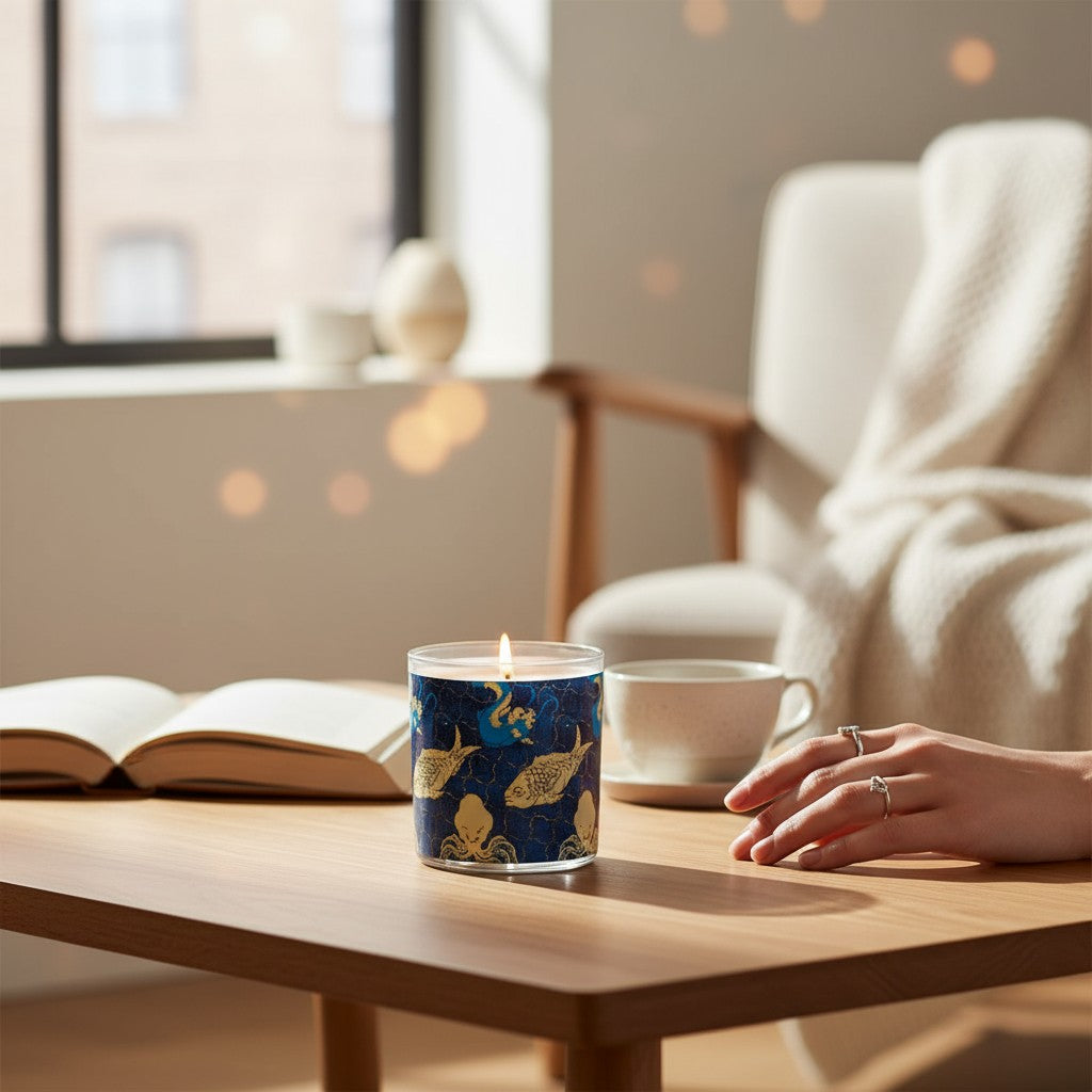 Seas the Day – Eco-Luxe Scented Candle | Coconut Apricot Wax | Vintage Artwork Retro Design