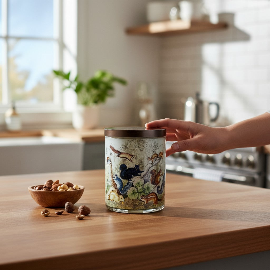 Squirrel Buddies – Eco-Luxe Scented Candle | Coconut Apricot Wax | Vintage Artwork Retro Design