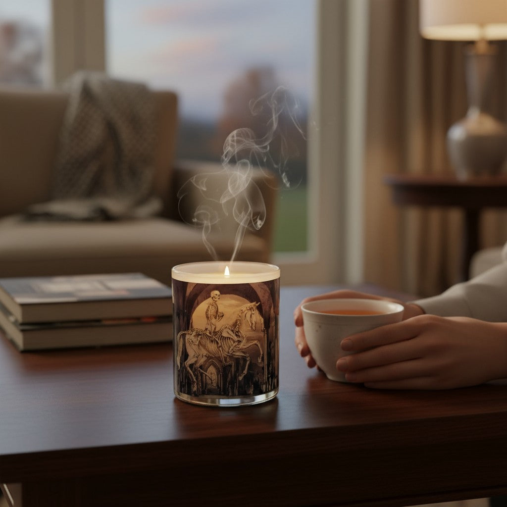 Midnight Rider– Eco-Luxe Scented Candle | Coconut Apricot Wax | Vintage Halloween Artwork Retro Design
