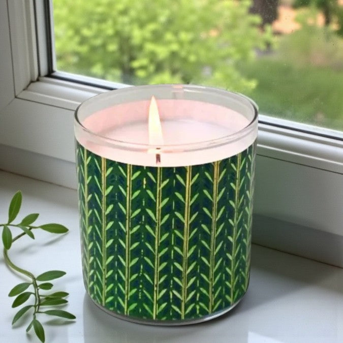 Towering Tendrils – Eco-Luxe Scented Candle | Coconut Apricot Wax | Vintage Textile Artwork Retro Design