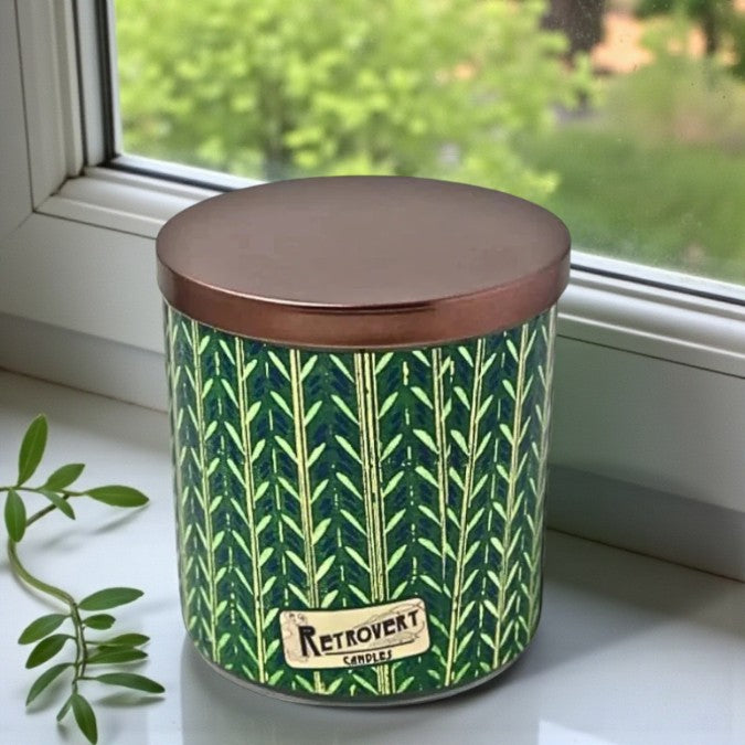 Towering Tendrils – Eco-Luxe Scented Candle | Coconut Apricot Wax | Vintage Textile Artwork Retro Design