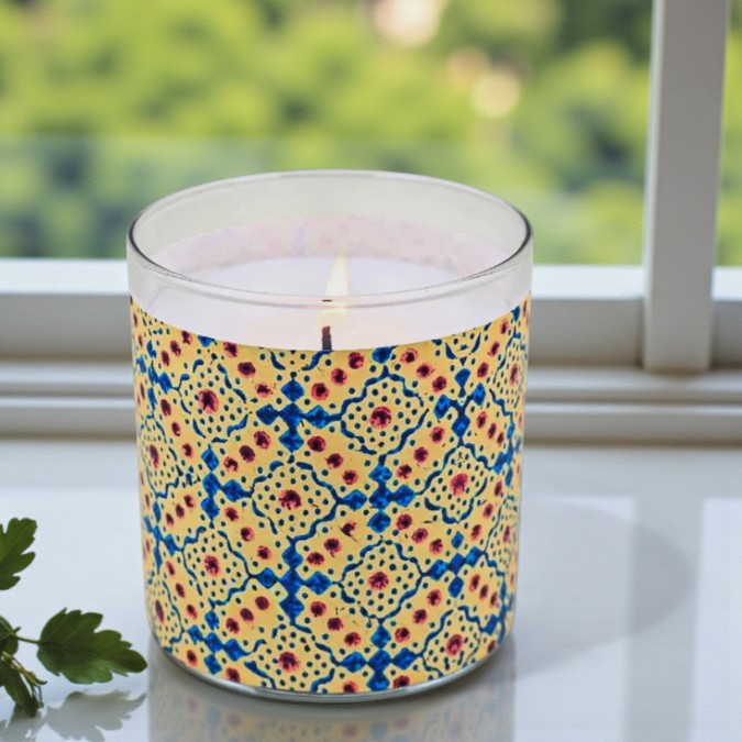 Victorian Filigree – Eco-Luxe Scented Candle | Coconut Apricot Wax | Vintage Textile Artwork Retro Design