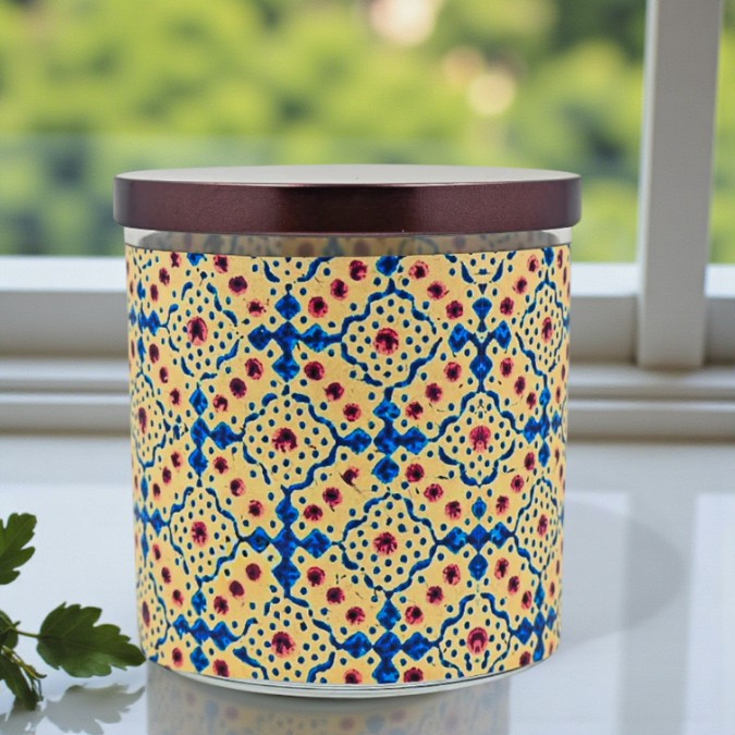 Victorian Filigree – Eco-Luxe Scented Candle | Coconut Apricot Wax | Vintage Textile Artwork Retro Design